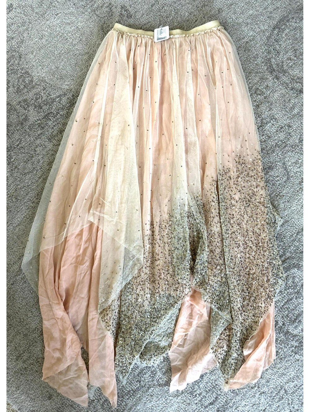 Free People NWT Sequins Midi Layered Skirt, Pink/Rose, Boho Style size XS - Picture 1 of 9